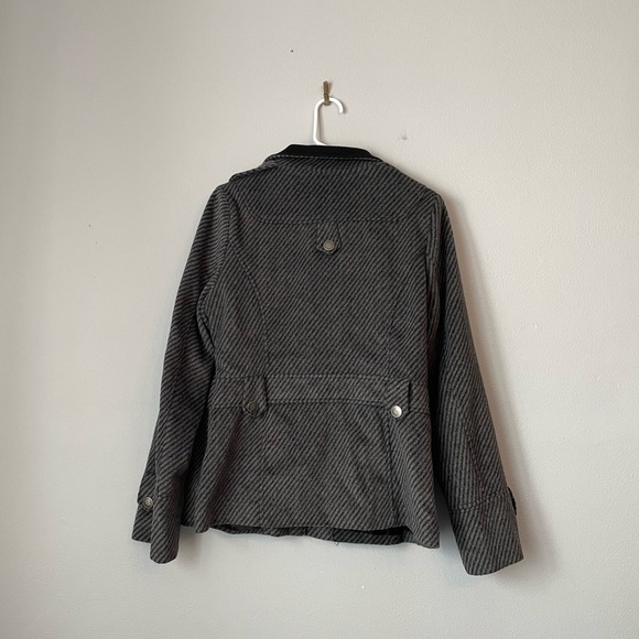 Jou Jou Women's Black and Grey Striped Jacket L - Picture 2 of 6